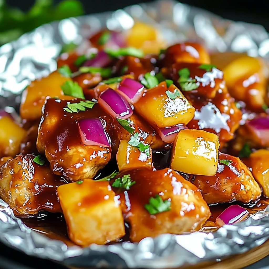 Recipe preparation for Hawaiian BBQ Chicken Delight