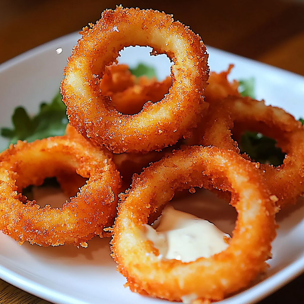 Recipe preparation for Mozzarella Stick Onion Rings