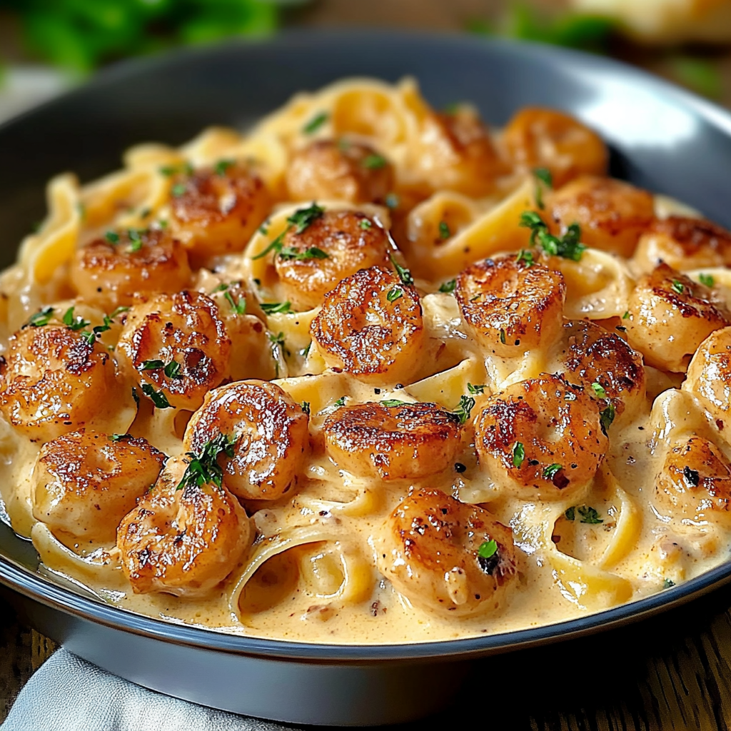 Recipe preparation for Creamy Cajun Pasta Delight