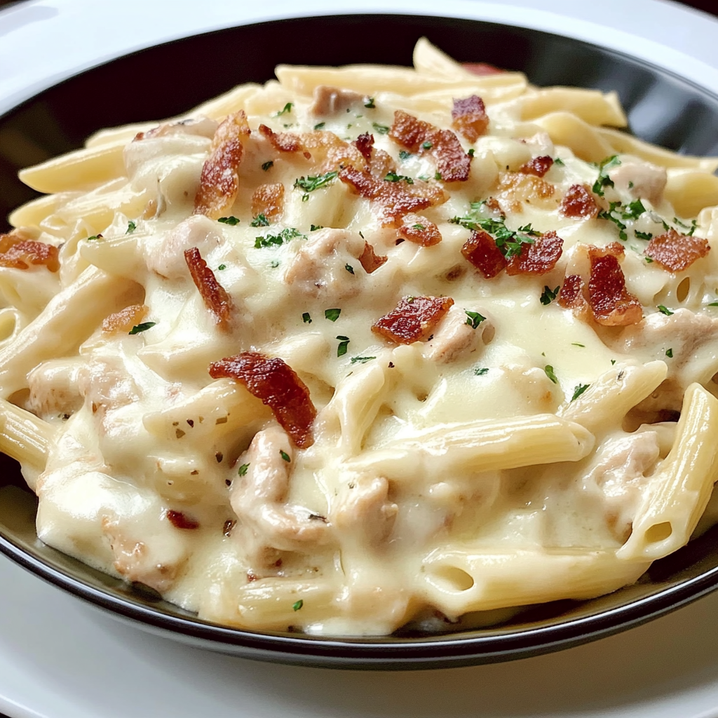 Recipe preparation for Chicken Bacon Ranch Pasta Bake