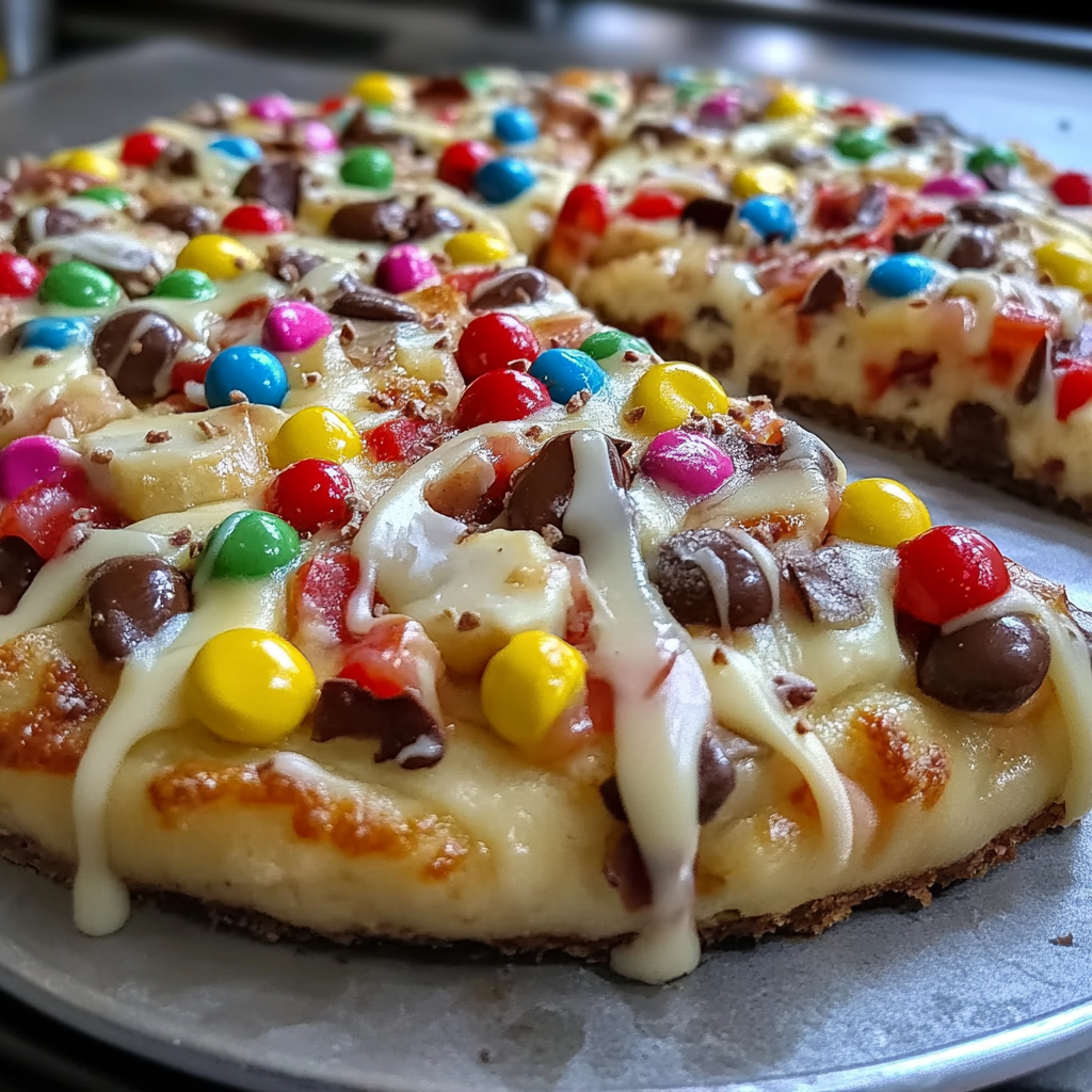 Recipe preparation for White Chocolate Brownie Pizza
