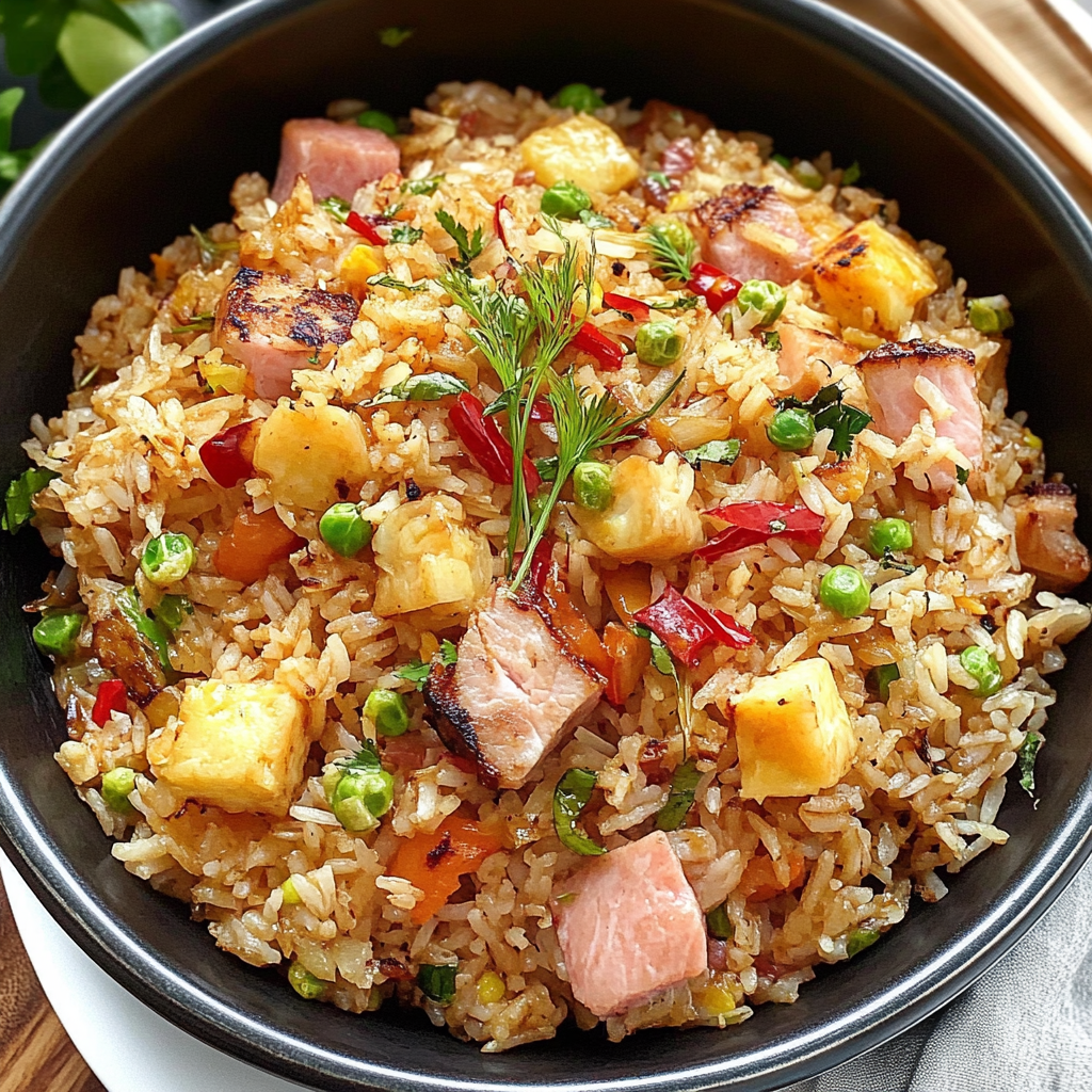 Recipe preparation for Hawaiian Fried Rice