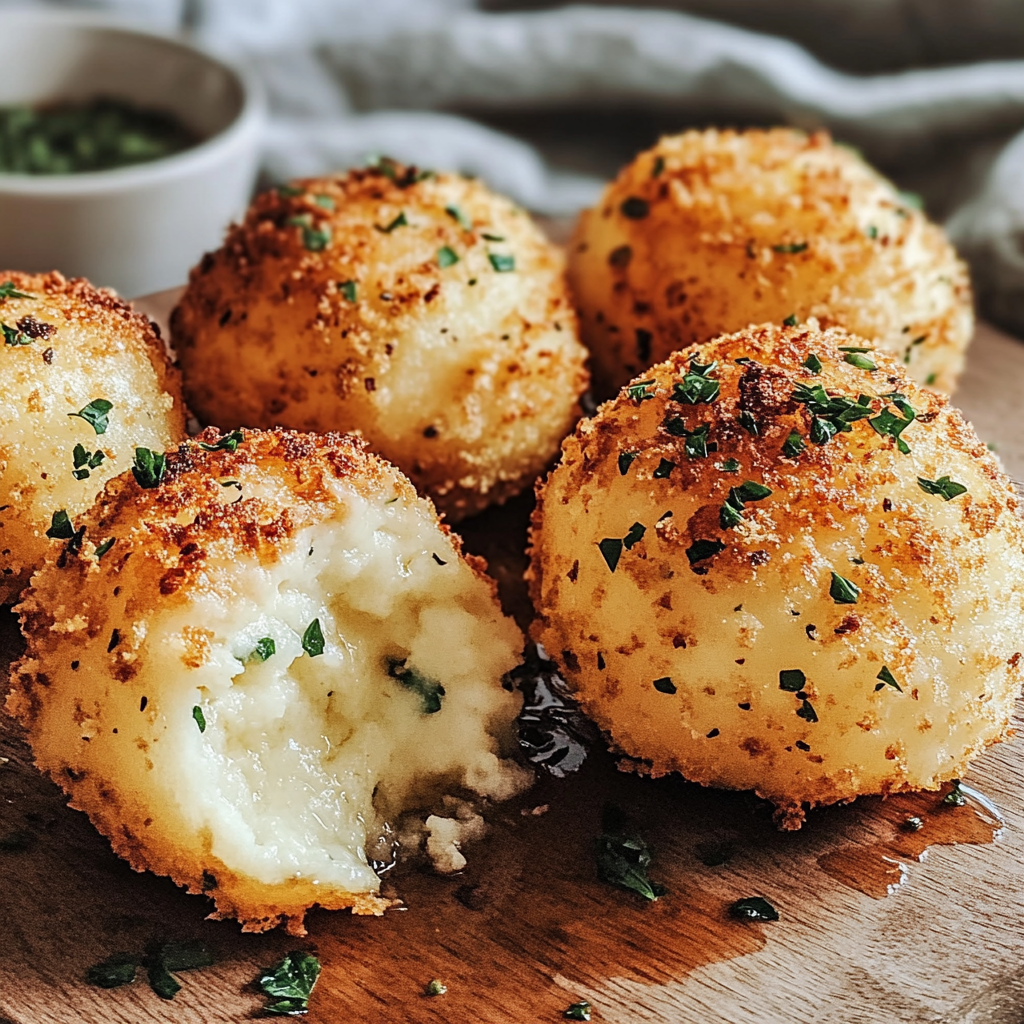 Recipe preparation for Air Fryer Cheesy Mashed Potato Balls