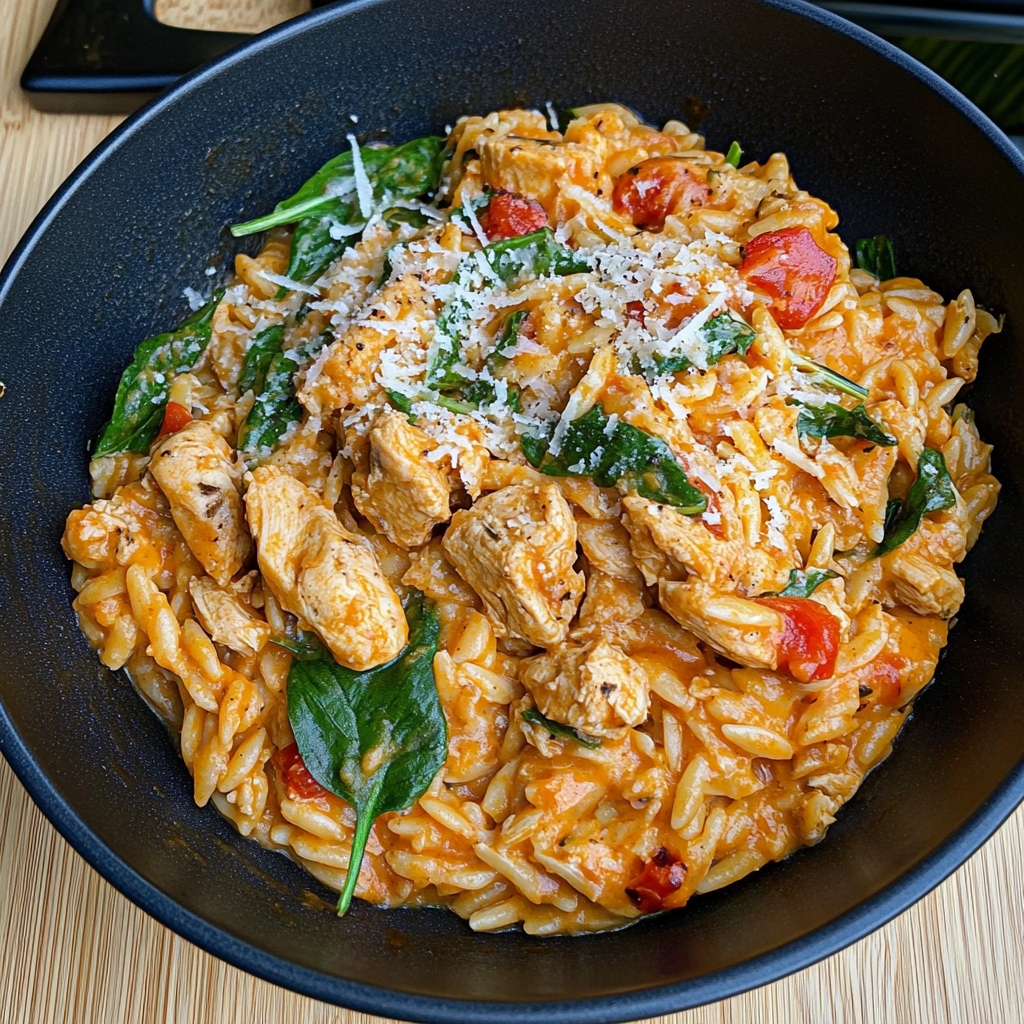 Recipe preparation for Marry Me Chicken Orzo Recipe