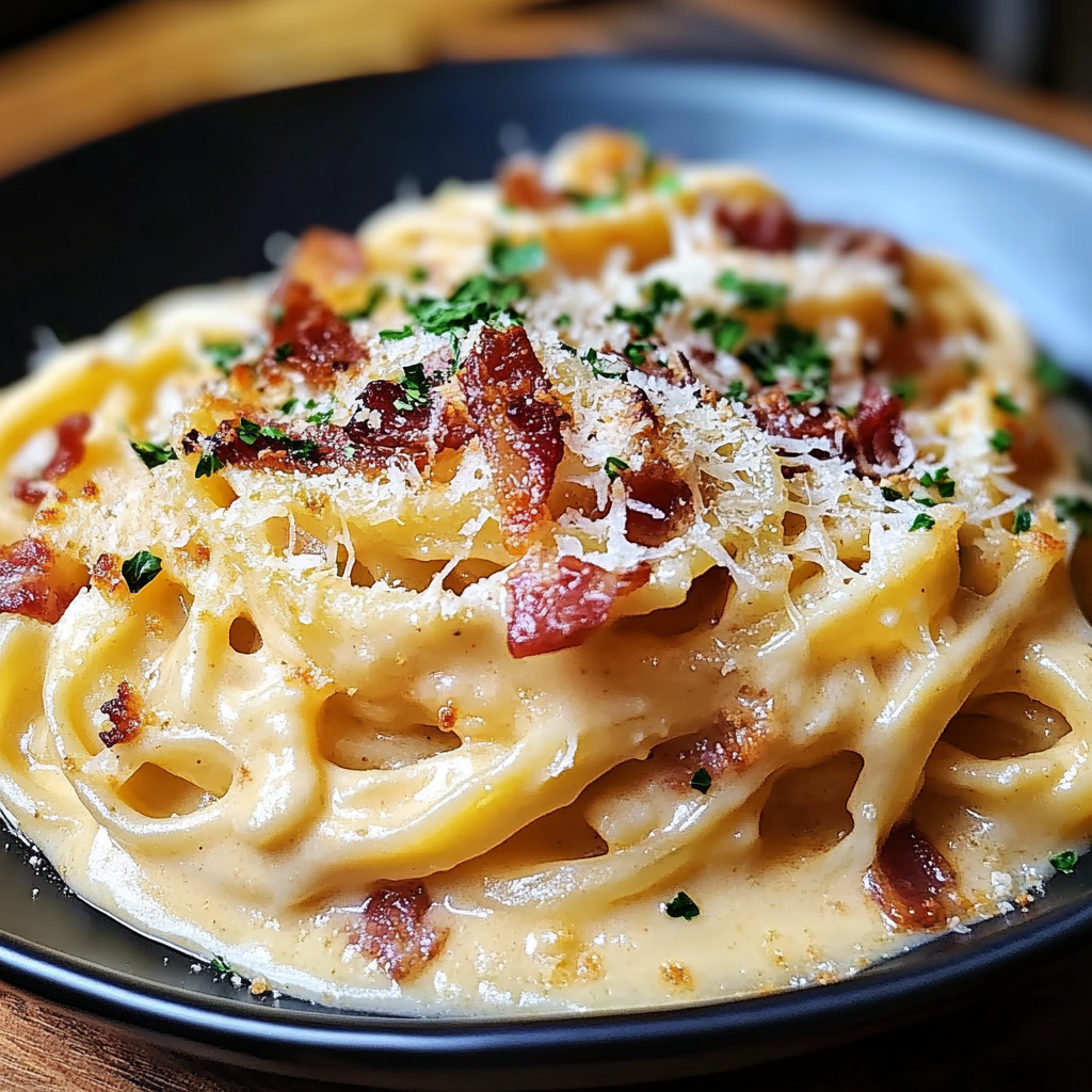 Recipe preparation for Creamy Bacon Cheese Pasta Bake
