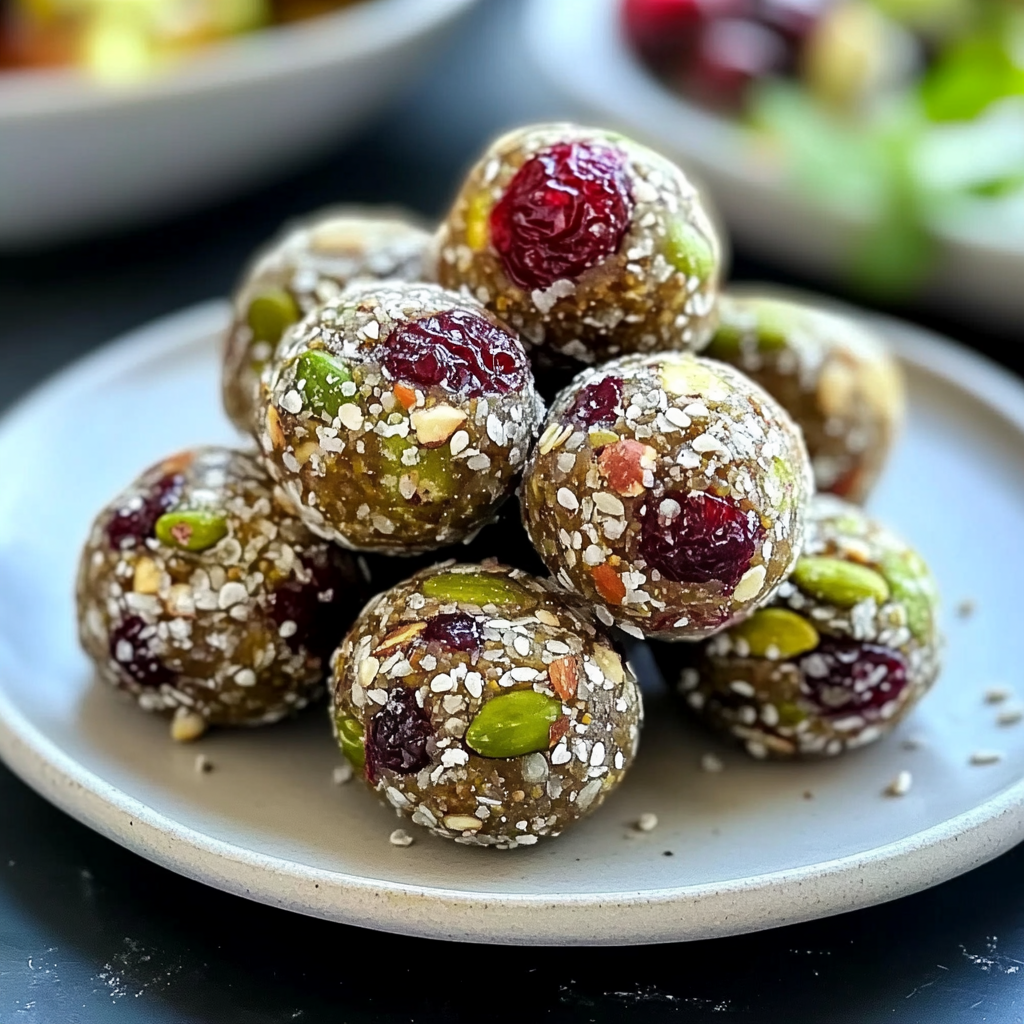 Recipe preparation for Cranberry Pistachio Energy Bites