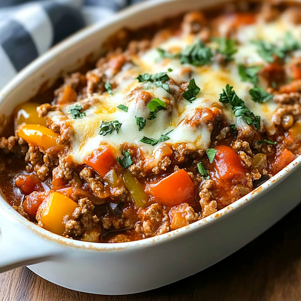 Recipe preparation for Stuffed Pepper Casserole Beef