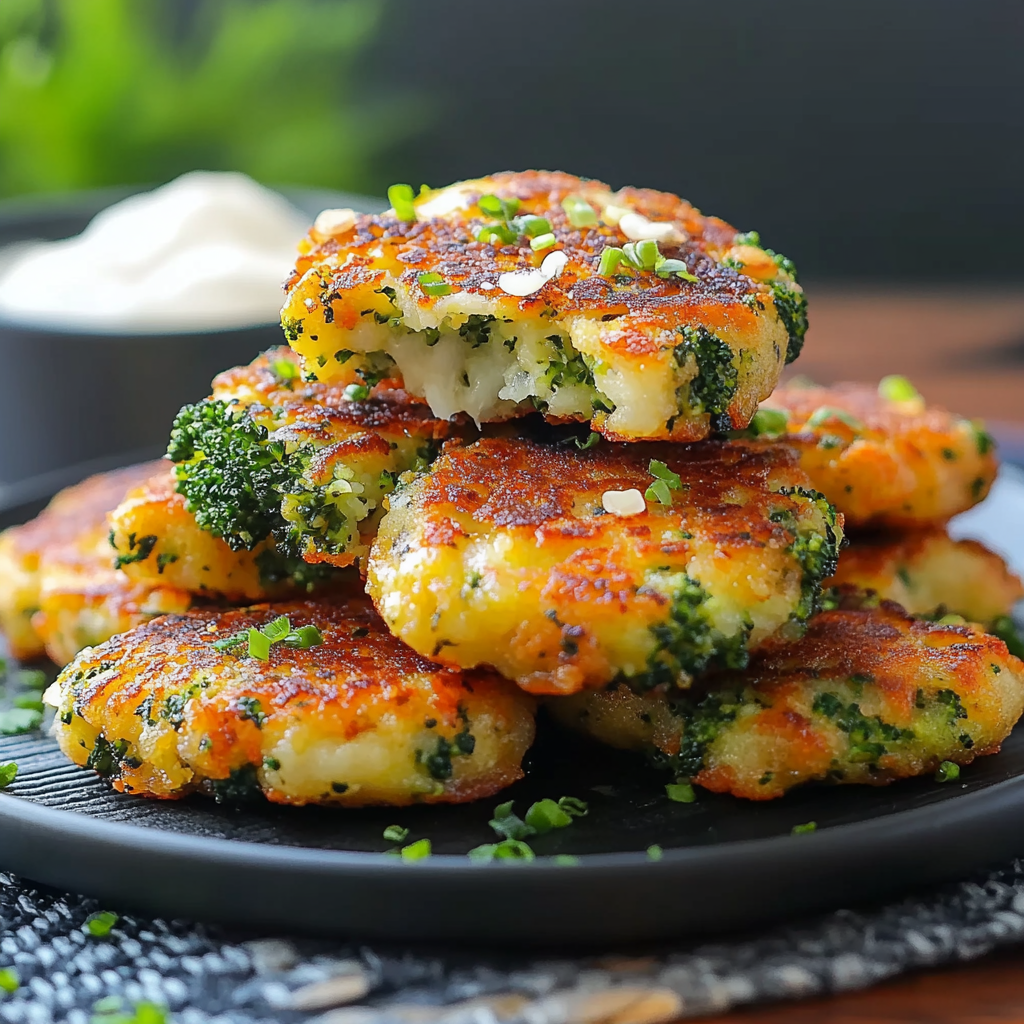 Recipe preparation for Cheesy Broccoli Fritters Delight