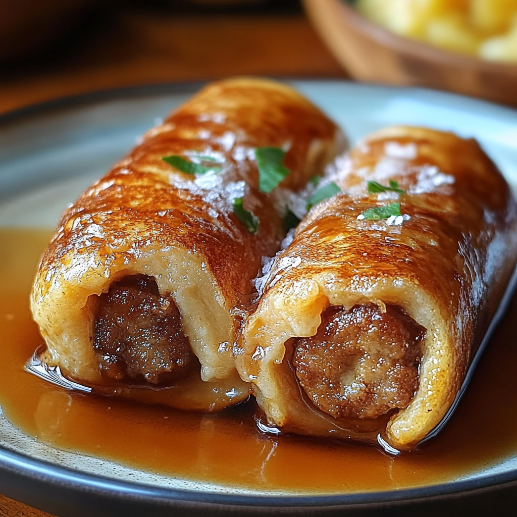 Recipe preparation for Sausage French Toast Roll-Up