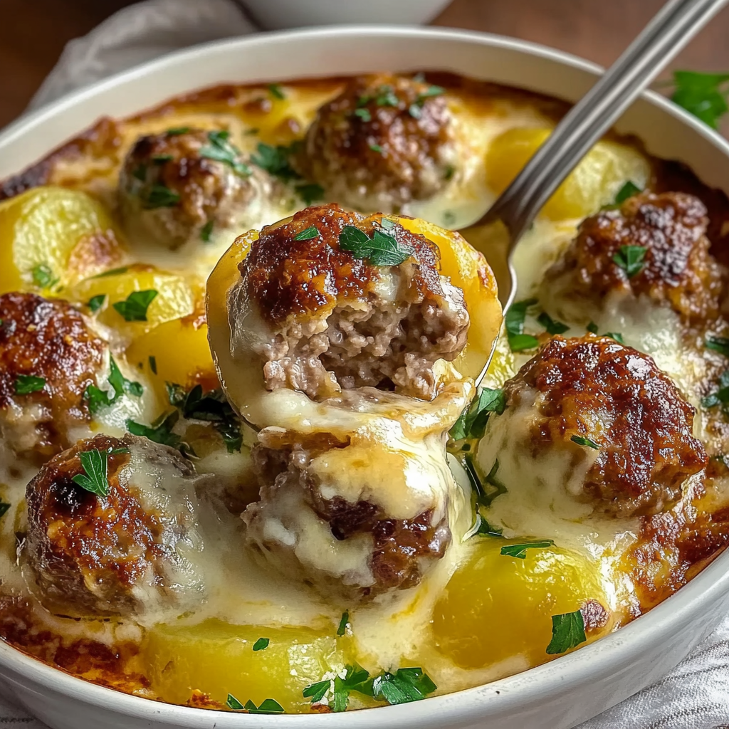 Recipe preparation for Meatballs with Potatoes and Cheese