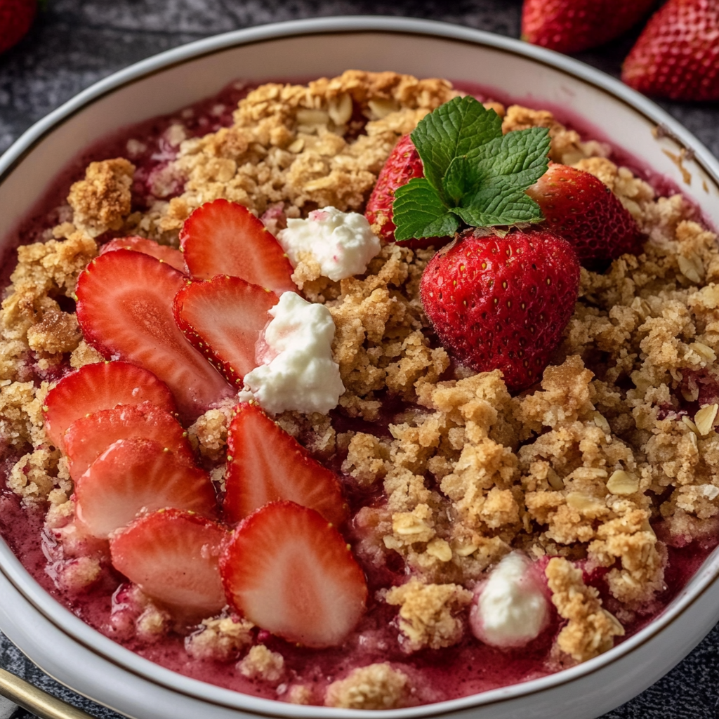 Recipe preparation for strawberry rhubarb crisp recipe