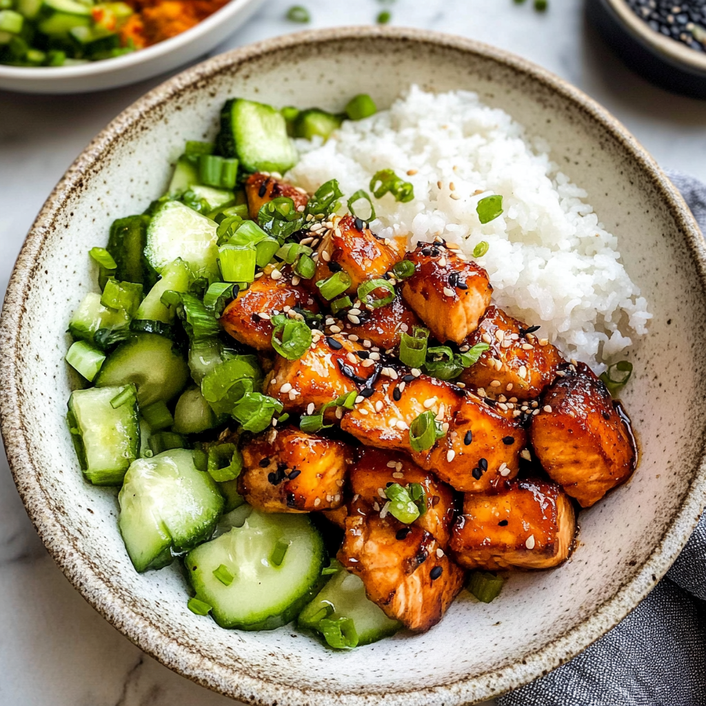Recipe preparation for Salmon and Rice Bowl