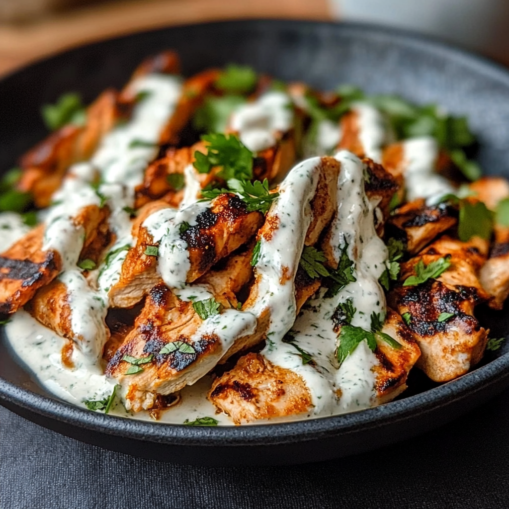 Recipe preparation for Chicken Shawarma with Creamy Garlic Sauce