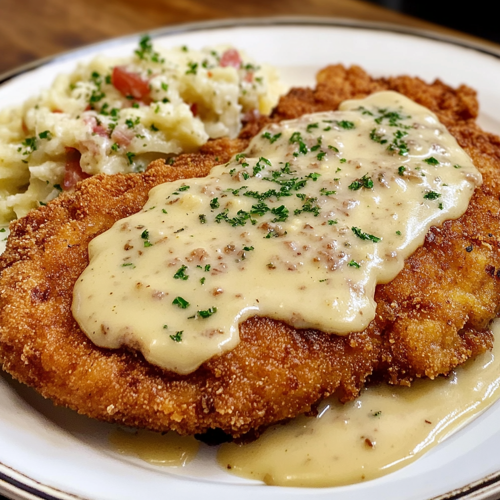 Recipe preparation for Chicken Fried Steak w/ Country Gravy