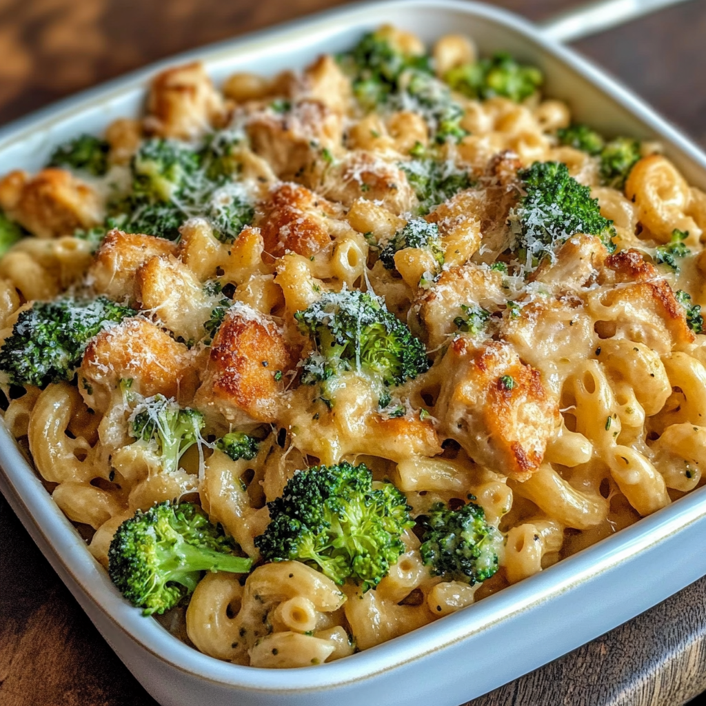 Recipe preparation for Cheesy Chicken and Broccoli Pasta