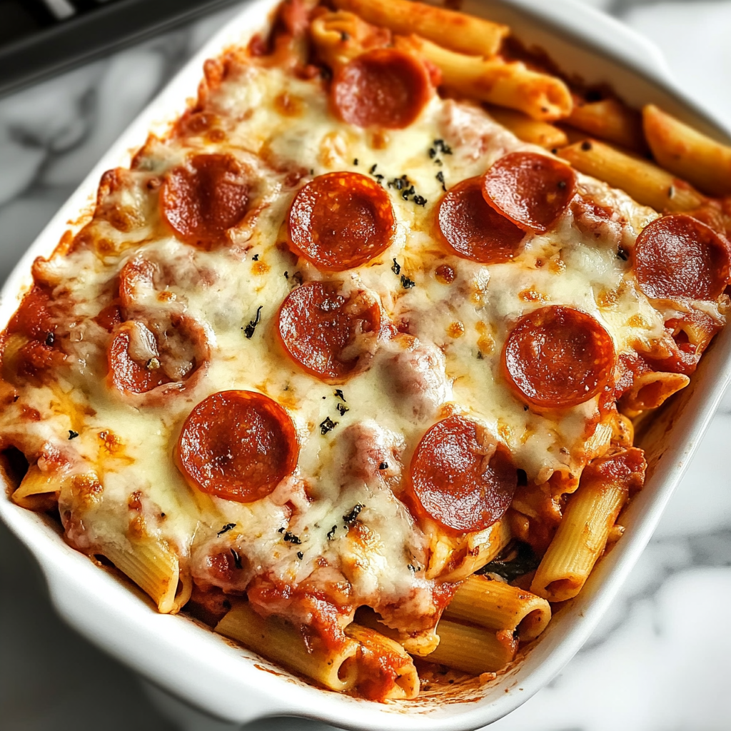 Recipe preparation for pizza-pasta-bake