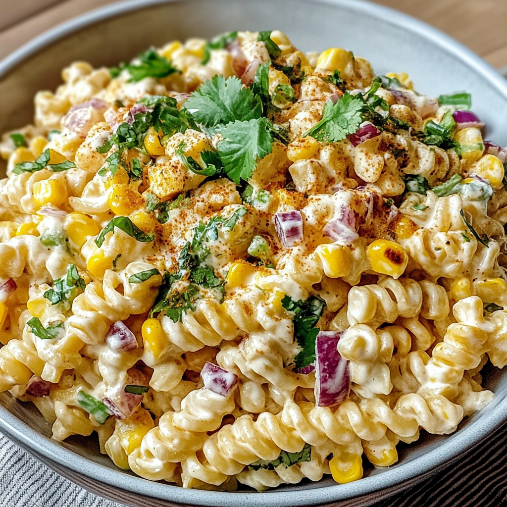 Recipe preparation for Mexican Street Corn Pasta Salad