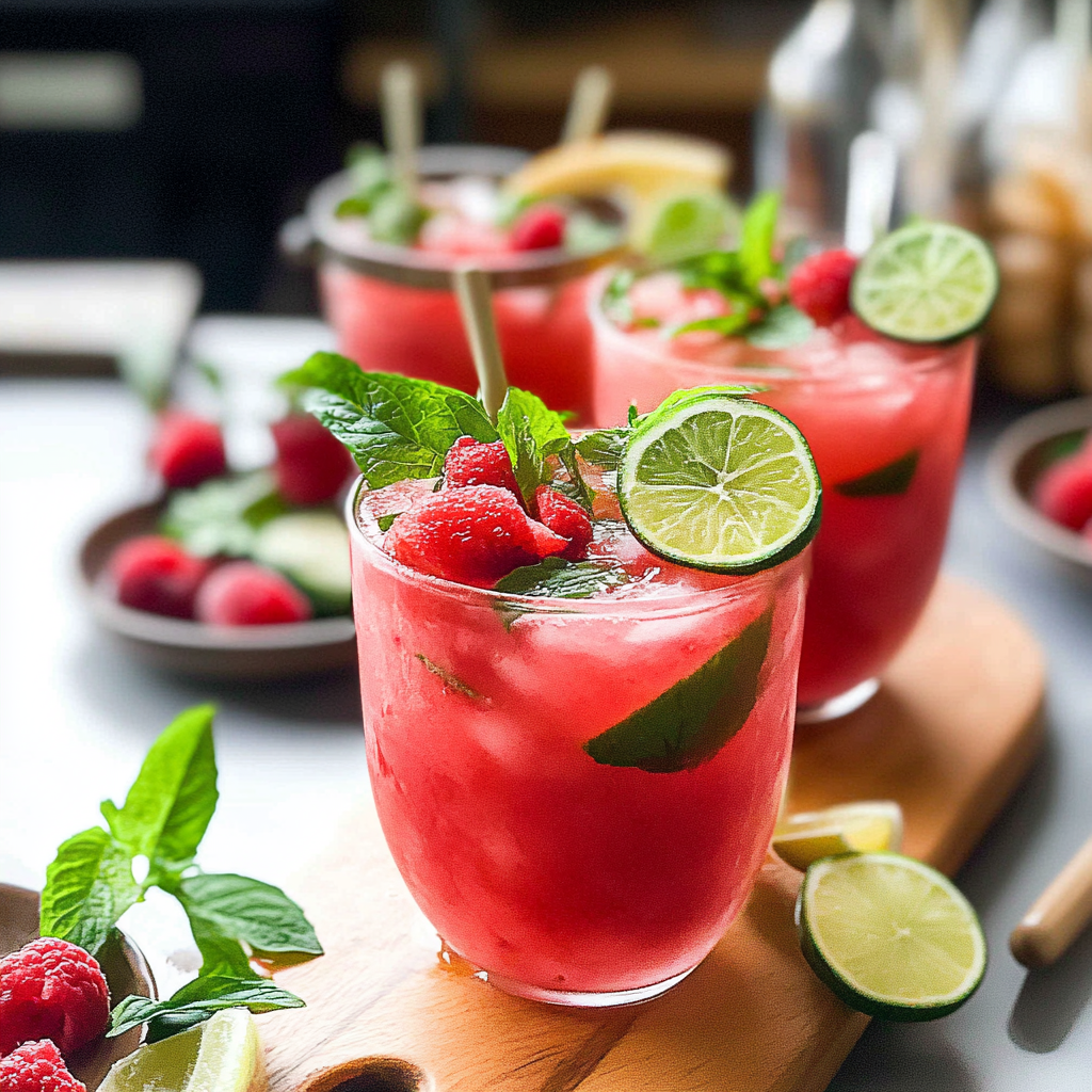 Recipe preparation for Fresh Watermelon Mojito