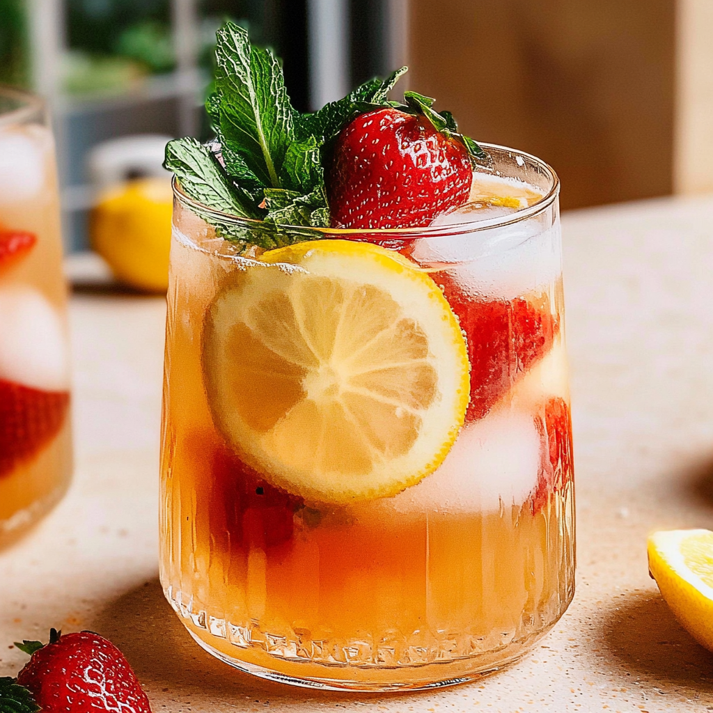 Recipe preparation for Strawberry Lemonade Vodka Cocktail