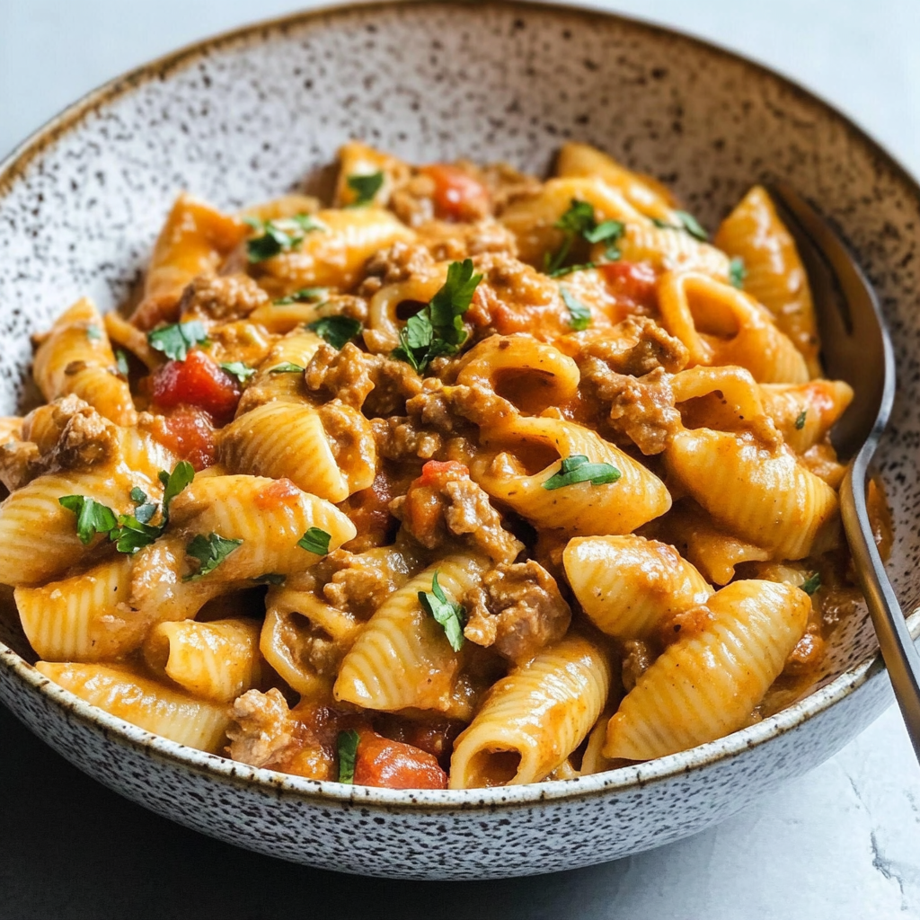 Recipe preparation for Creamy Instant Pot Taco Pasta