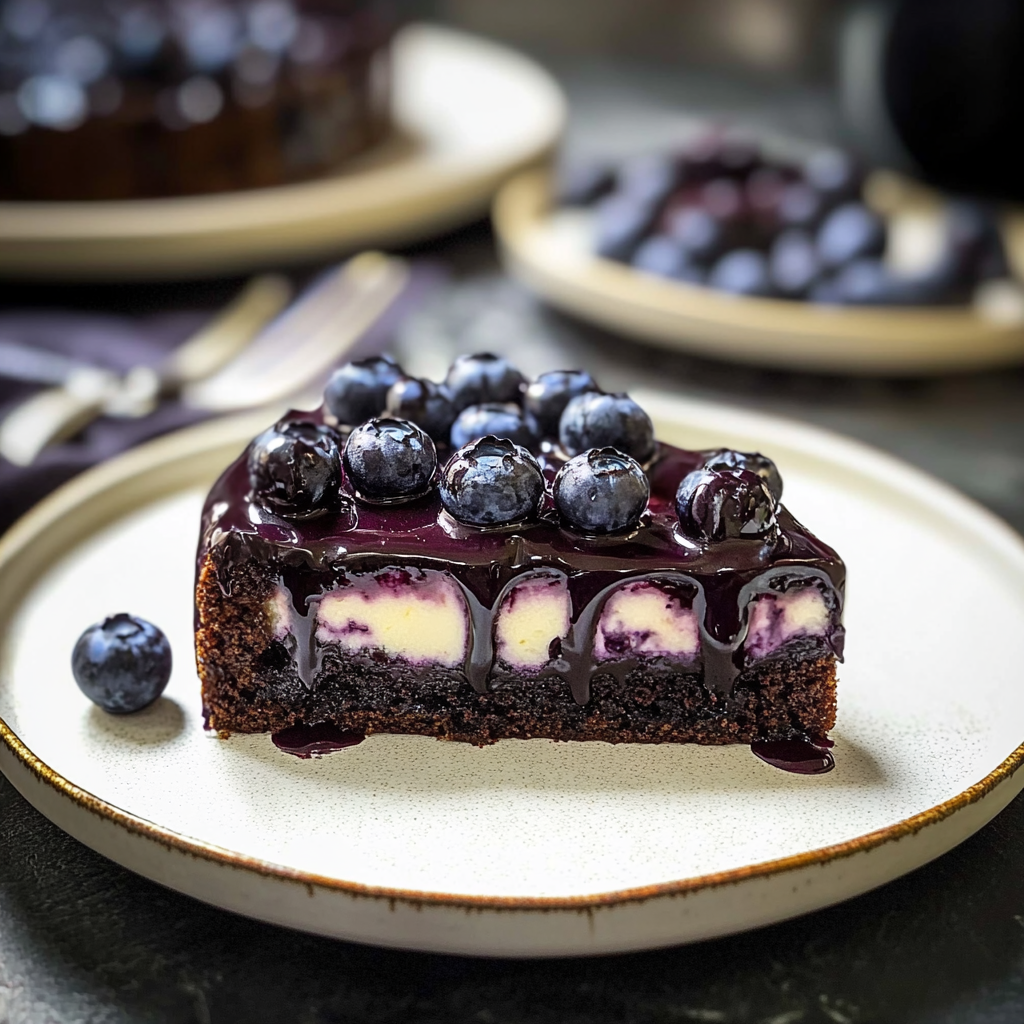 Recipe preparation for Glazed Blueberry Brownies