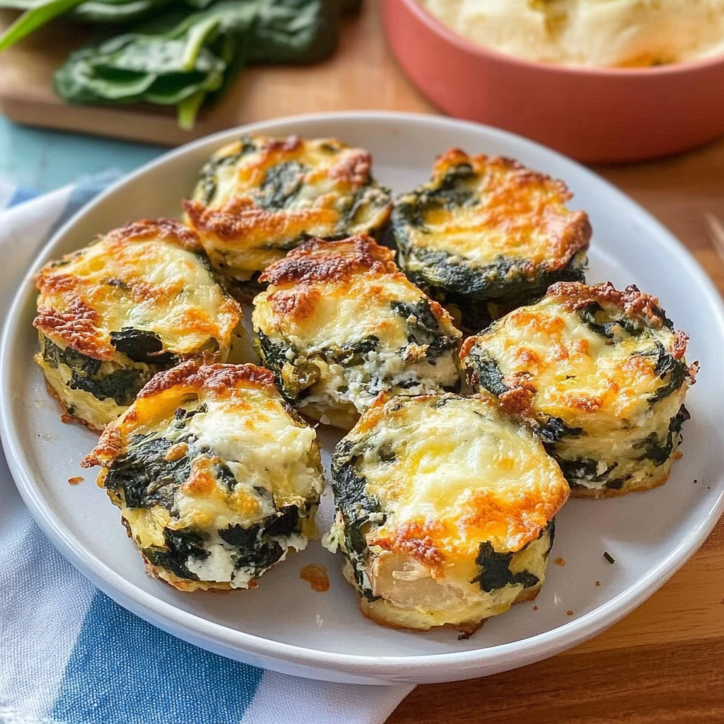 Recipe preparation for Spinach Garlic Mozzarella Bites