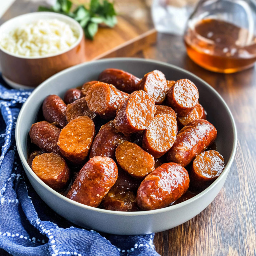 Recipe preparation for Slow Cooker Kielbasa Bites