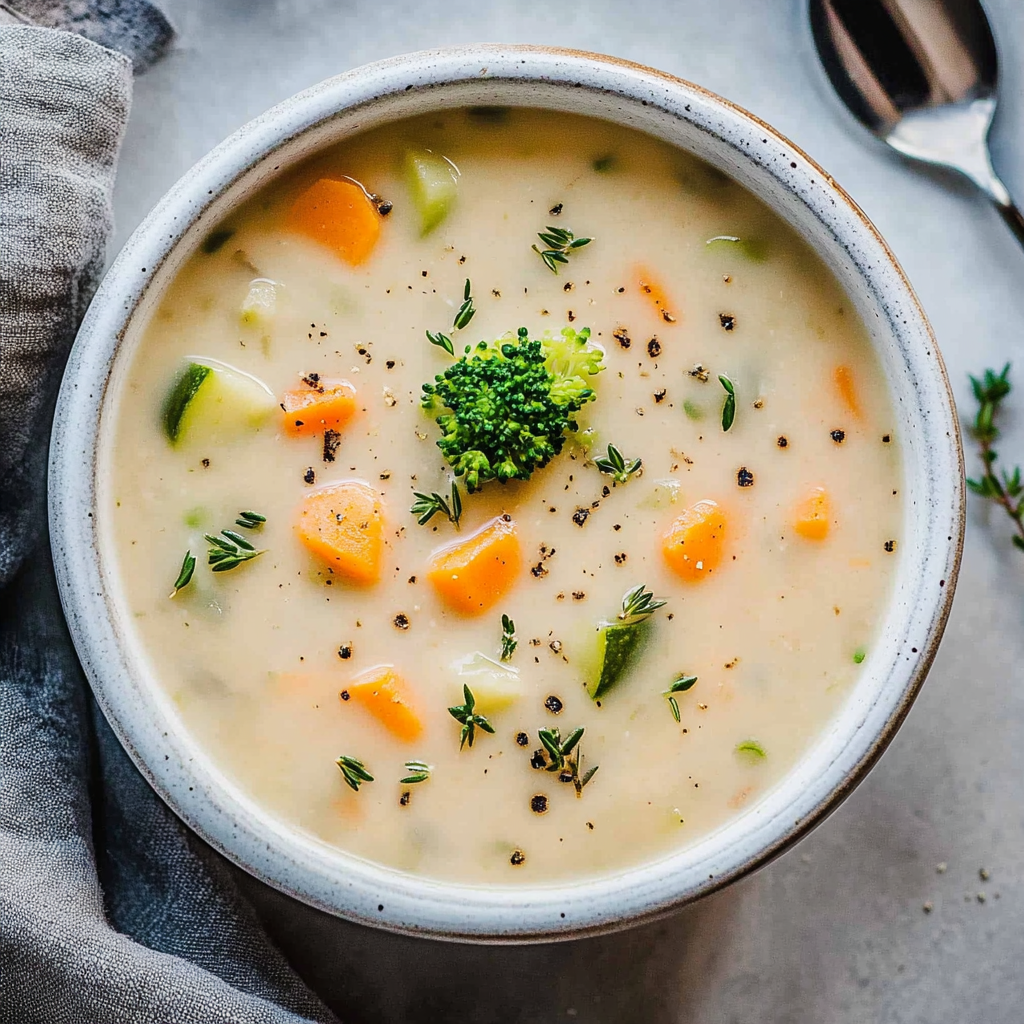Recipe preparation for Creamy Vegetable Soup