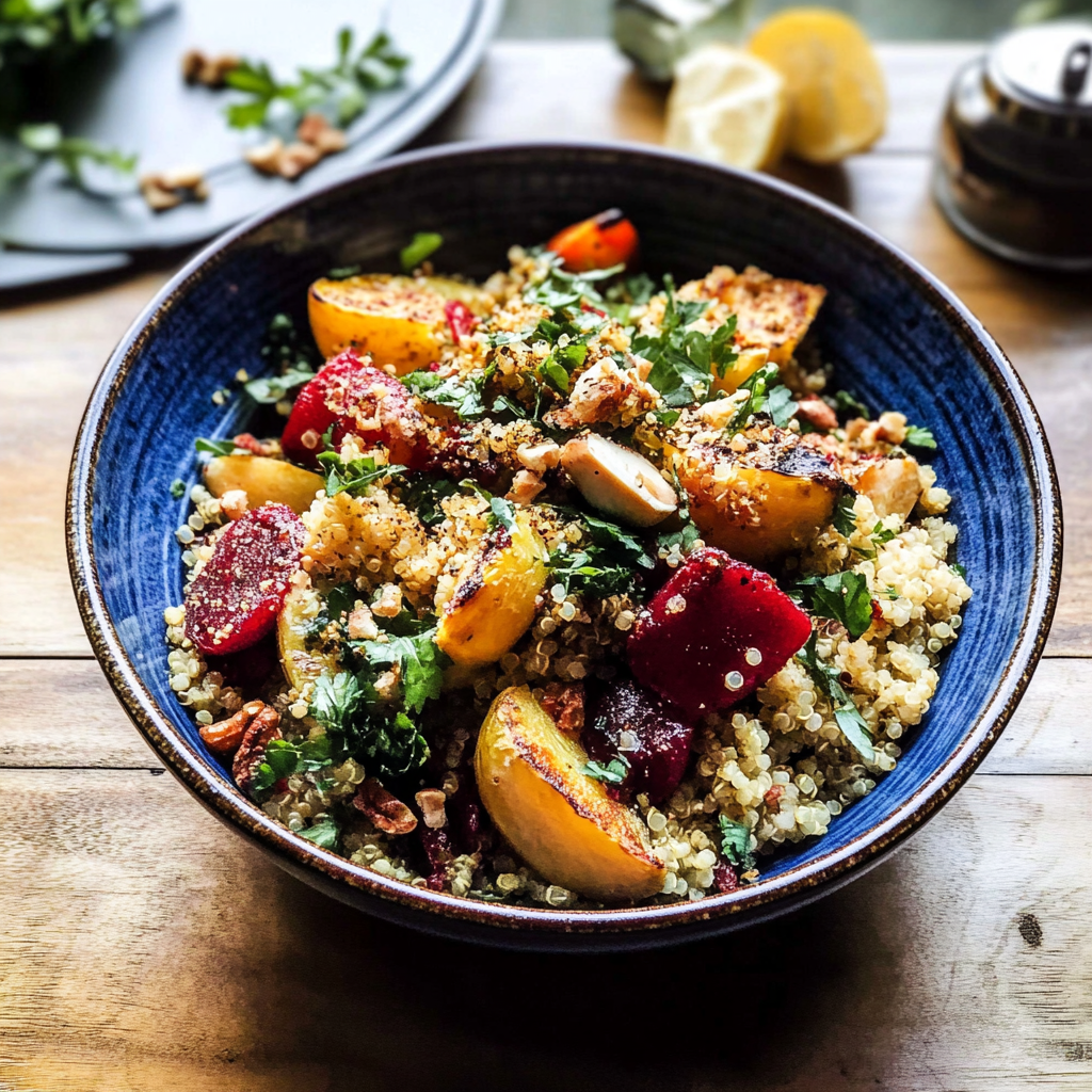Recipe preparation for Baked Quinoa Salad