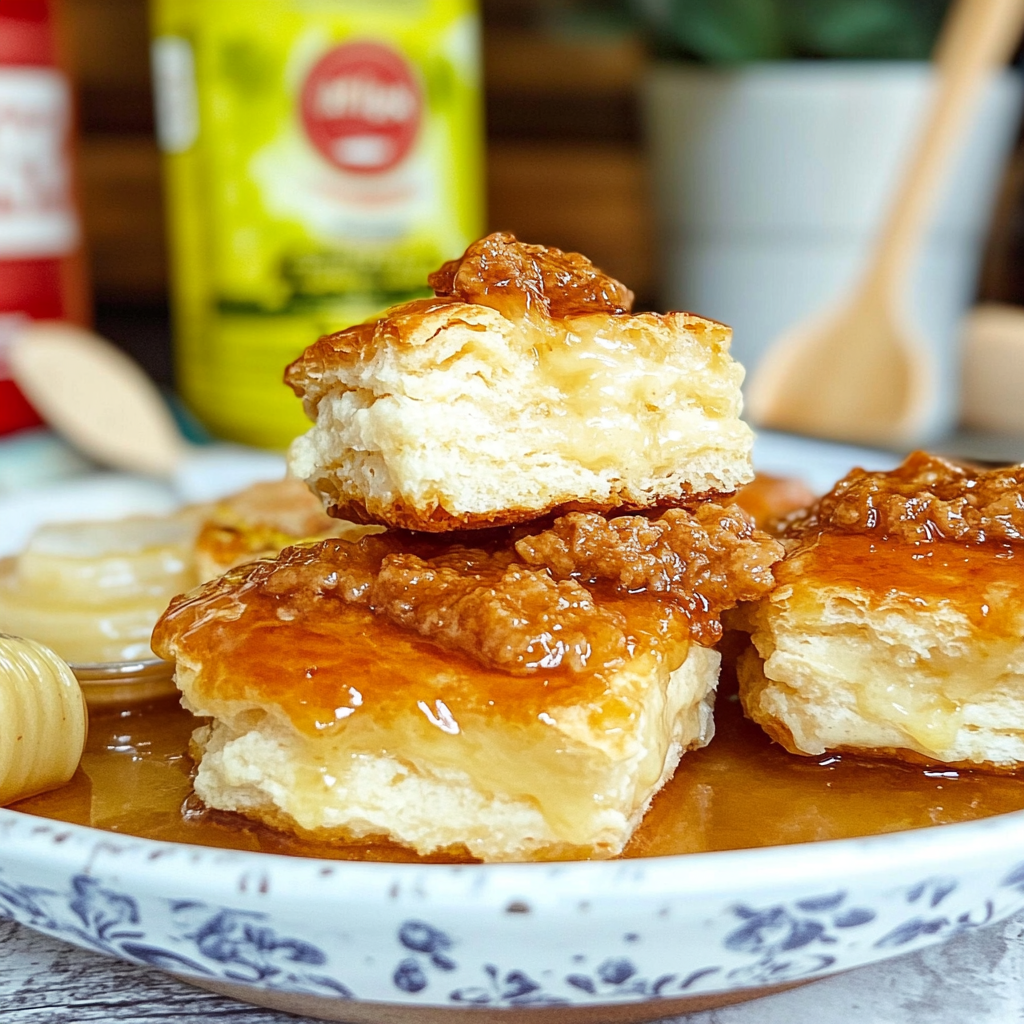 Recipe preparation for Hot Honey Chicken Biscuits
