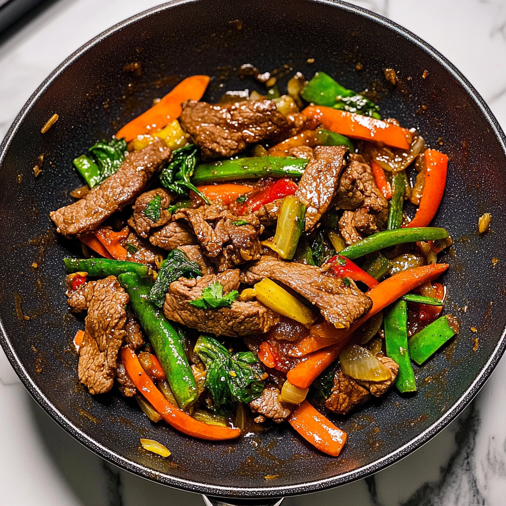 Recipe preparation for Lamb Vegan Stir Fry