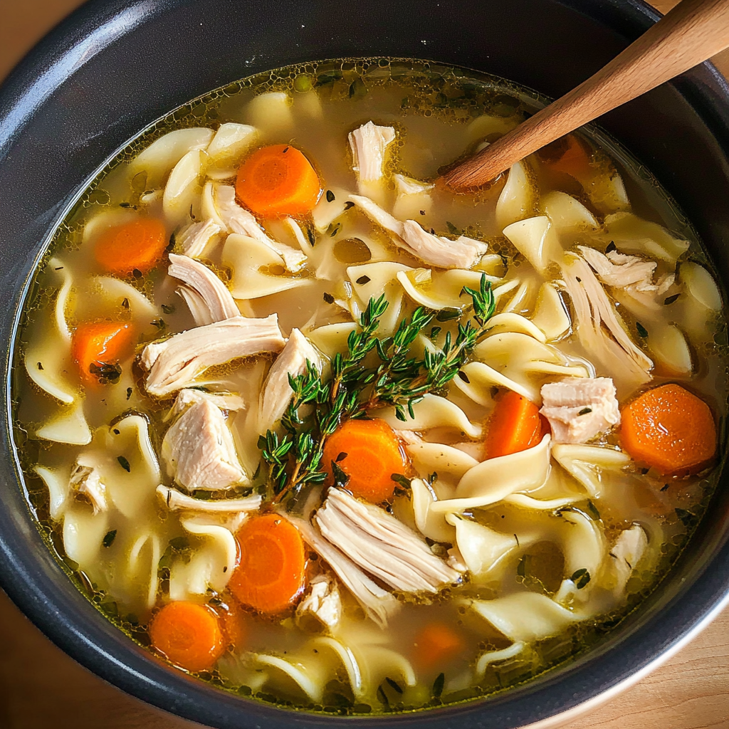 Recipe preparation for Stewed Chicken Noodle Soup