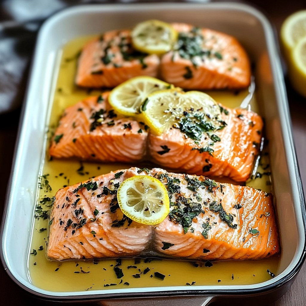Recipe preparation for Garlic Butter Baked Salmon