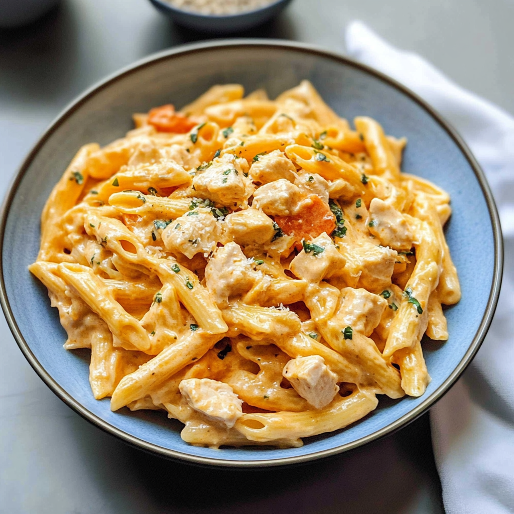 Recipe preparation for One-Pot Sweet Heat Buffalo Chicken Pasta