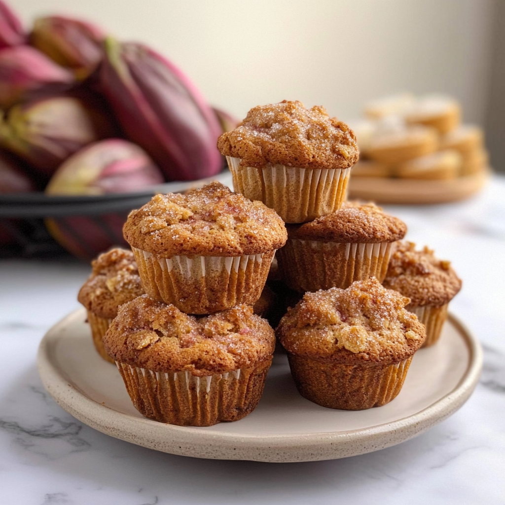 Recipe preparation for Rhubarb Muffins with Cinnamon Sugar Topping
