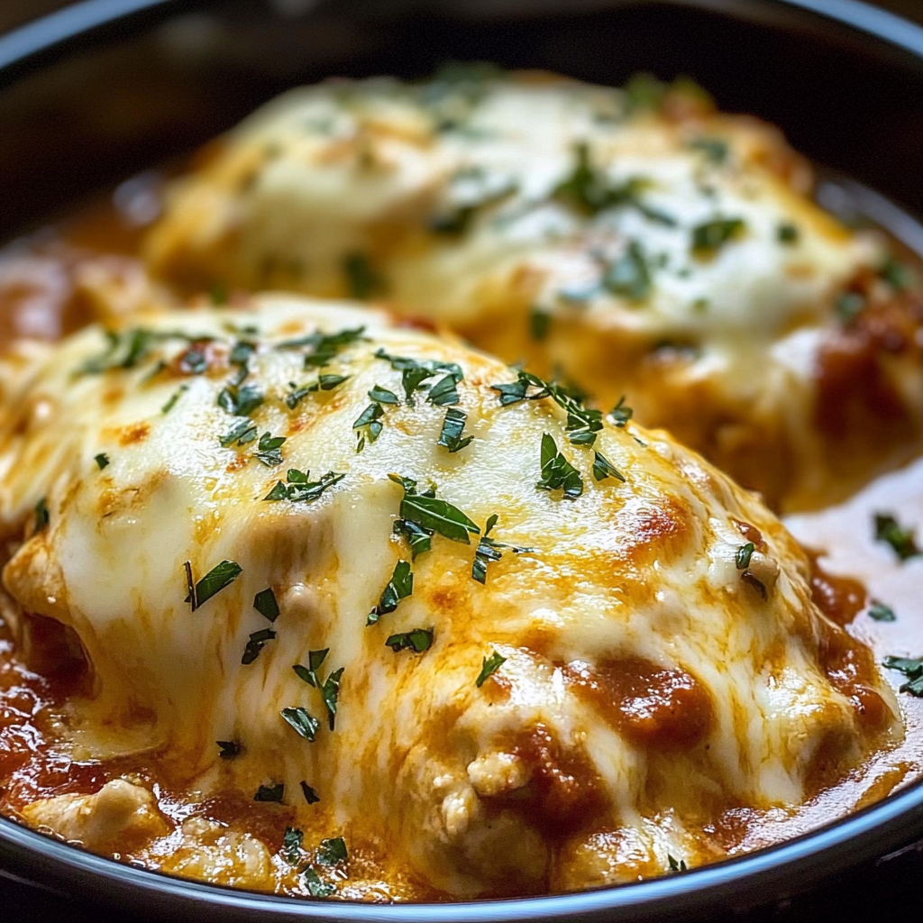Recipe preparation for Slow Cooker Cheesy Mozzarella Chicken