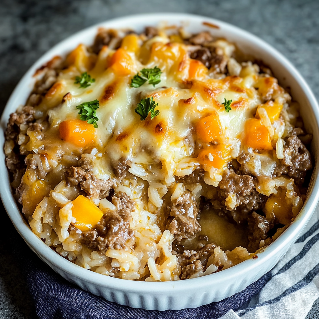 Recipe preparation for Beef and Rice Casserole