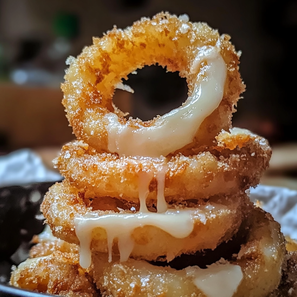 Recipe preparation for Crispy Baked Cheesy Onion Rings
