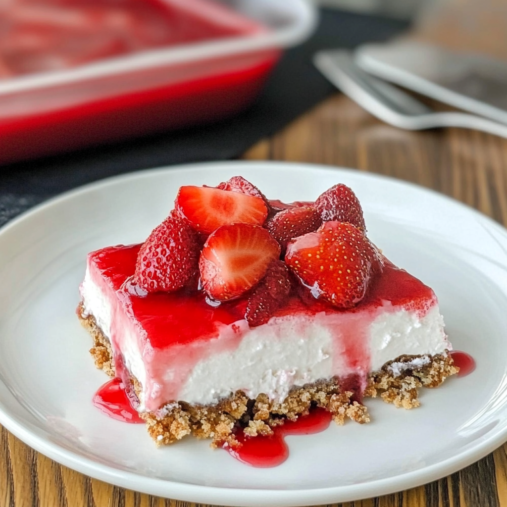 Recipe preparation for Strawberry Pretzel Salad Dessert