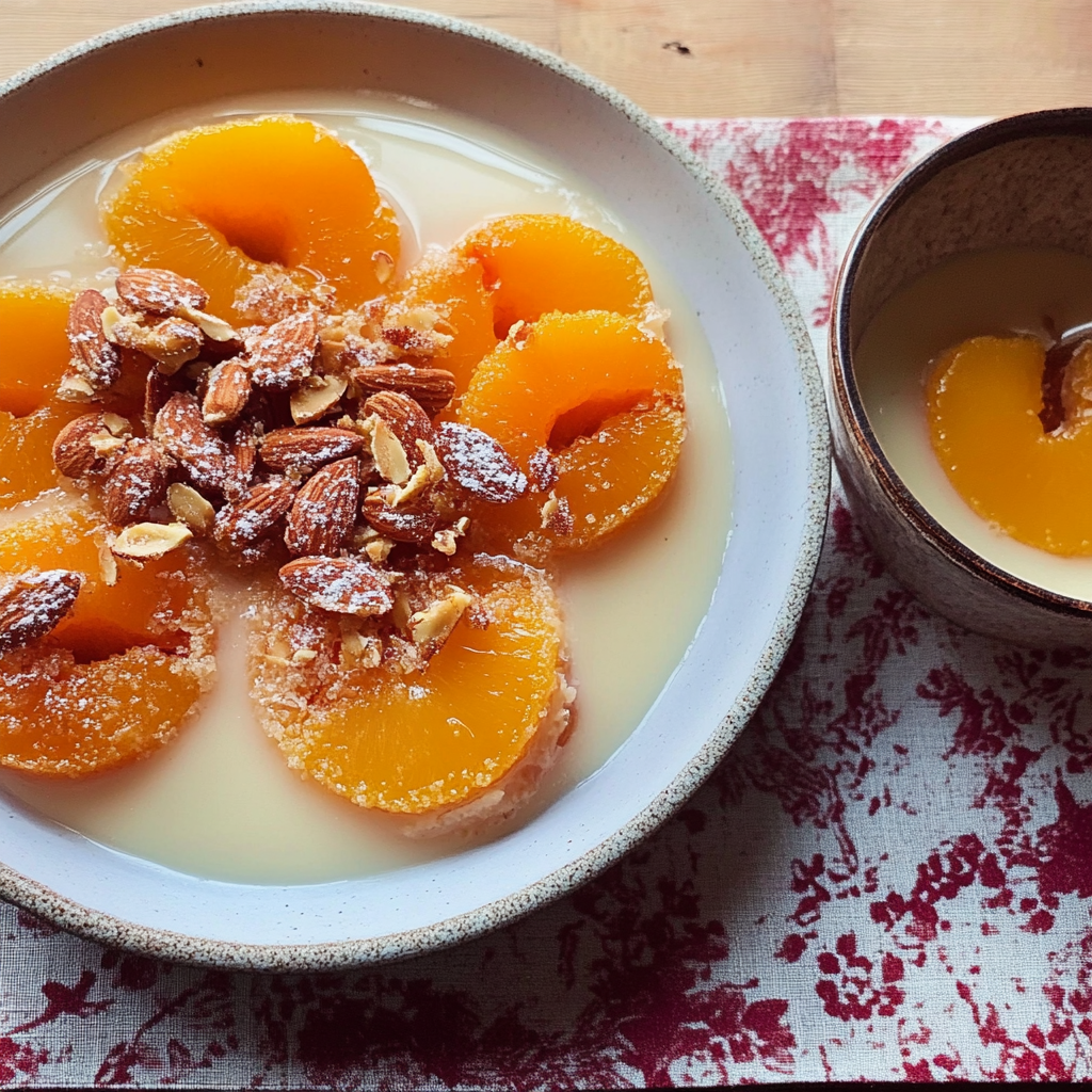 Recipe preparation for Poached Apricots Peaches Almonds