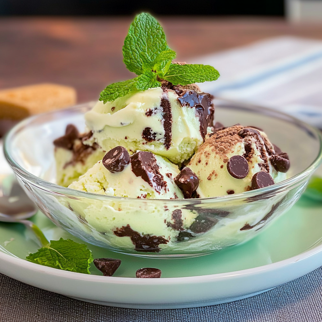 Recipe preparation for Mint Chocolate Chip Ice Cream