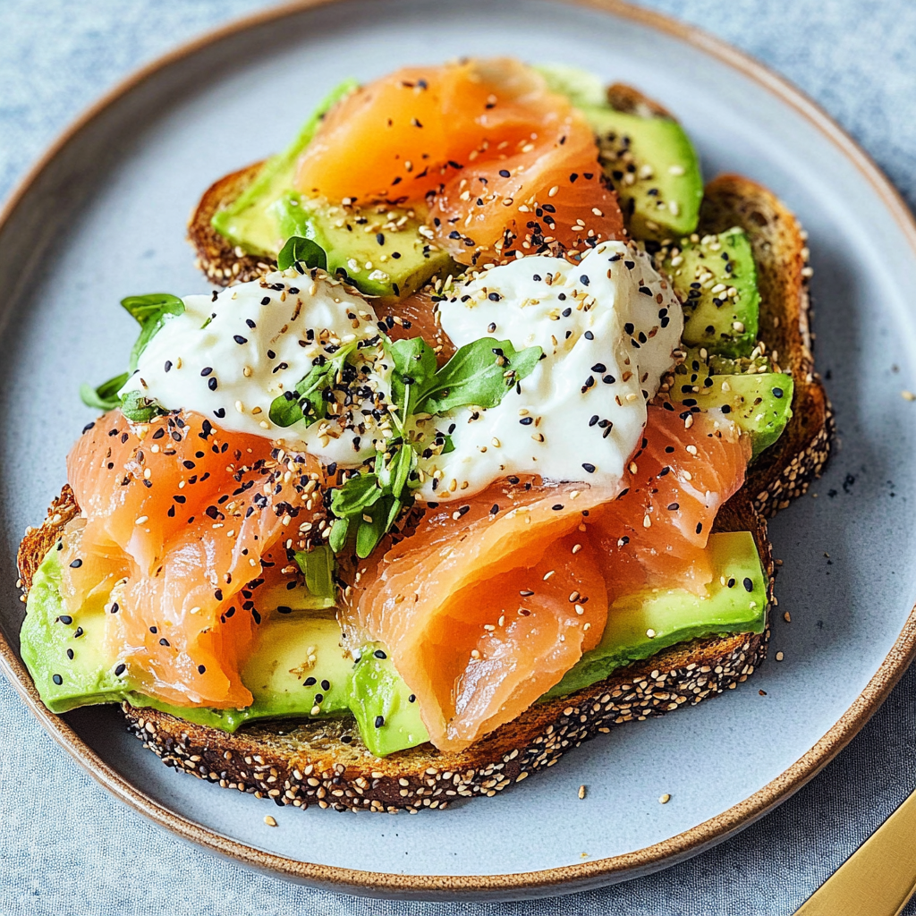 Recipe preparation for Salmon Avocado Toast