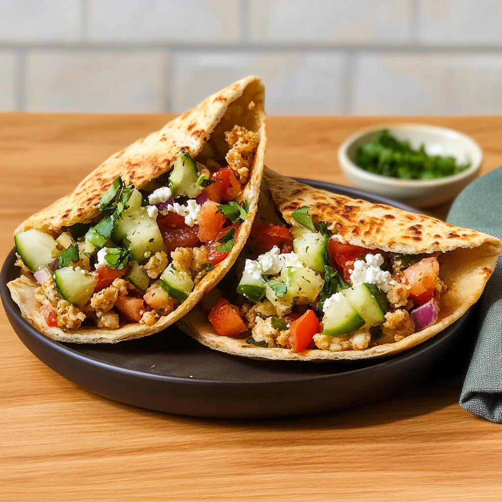 Recipe preparation for Greek Salad Pita Pockets