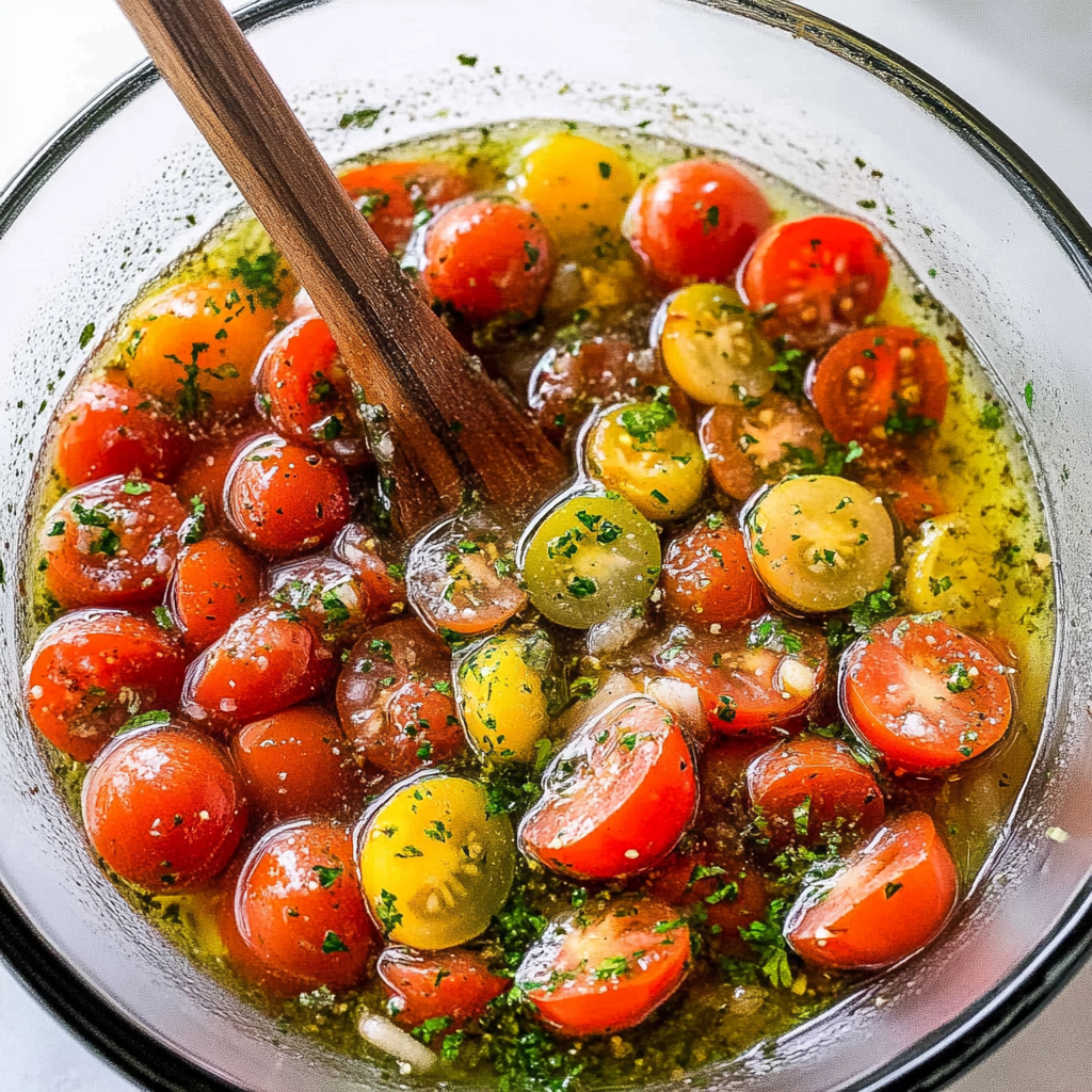 Recipe preparation for Easy Marinated Cherry Tomatoes