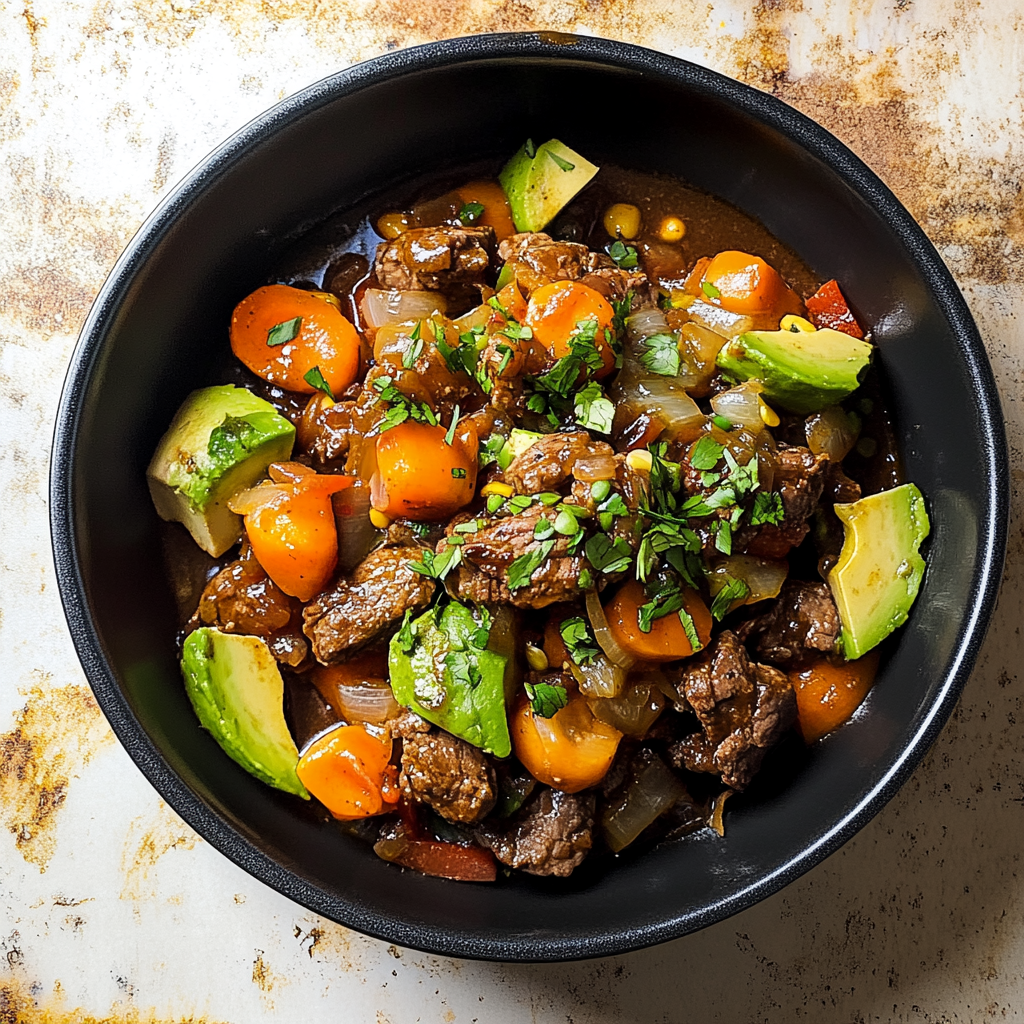 Recipe preparation for Light Avocado Beef Bourguignon