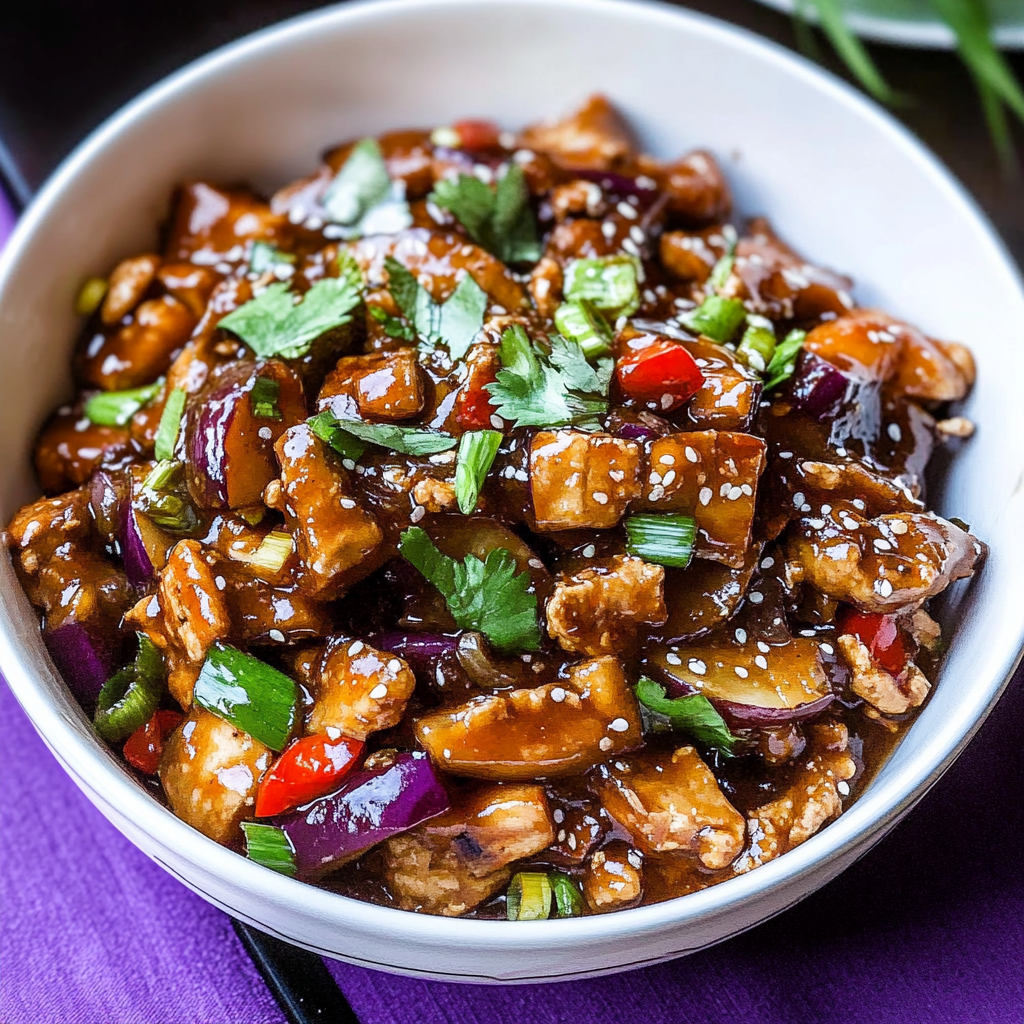 Recipe preparation for Spicy-Sweet Eggplant Stir-Fry