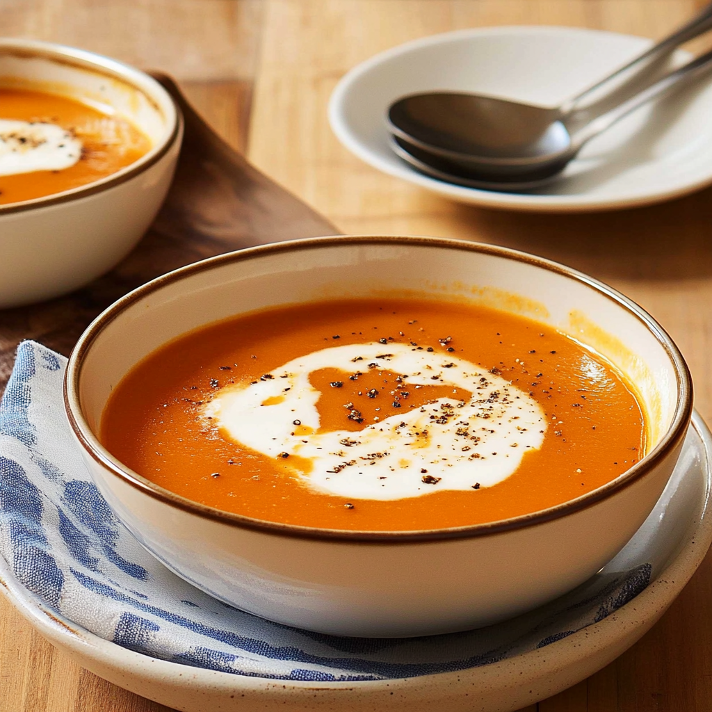 Recipe preparation for Roasted Red Pepper Soup