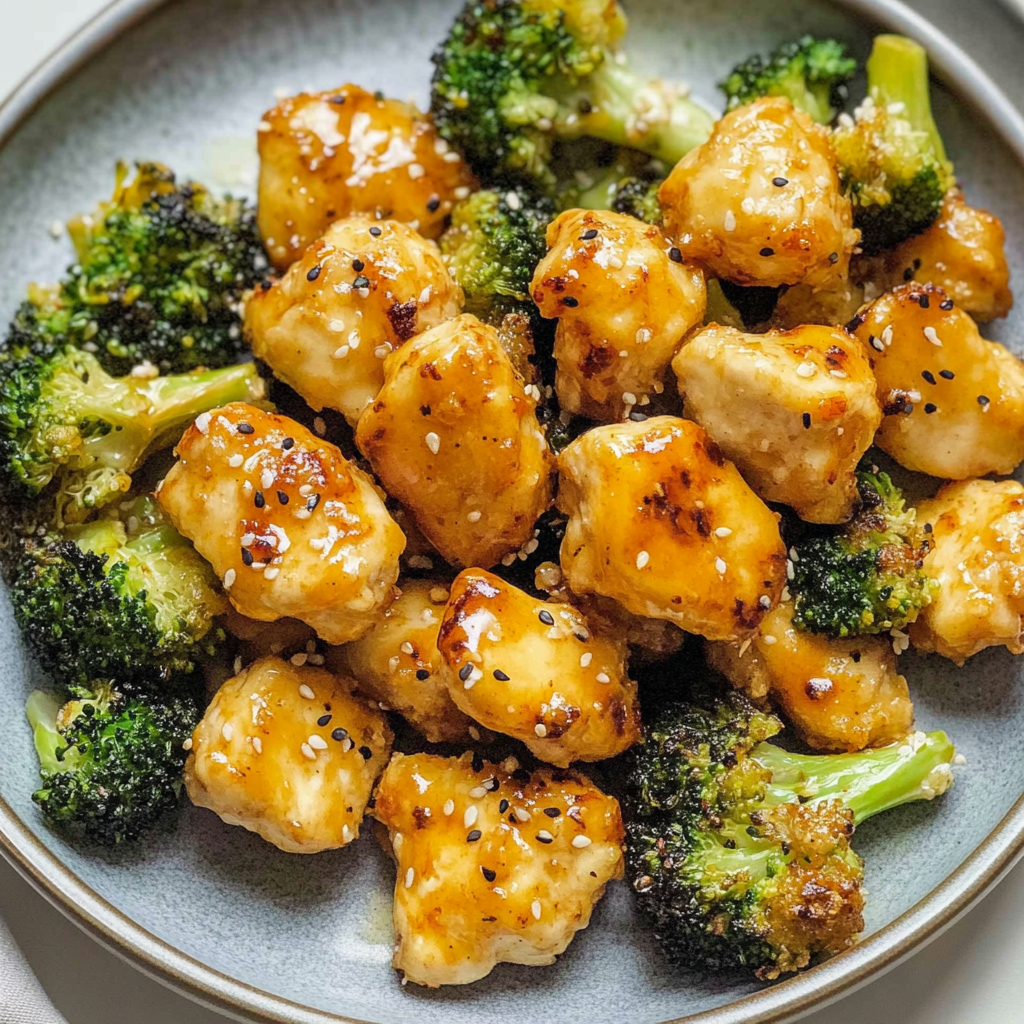 Recipe preparation for Air Fryer Chicken Bites and Broccoli
