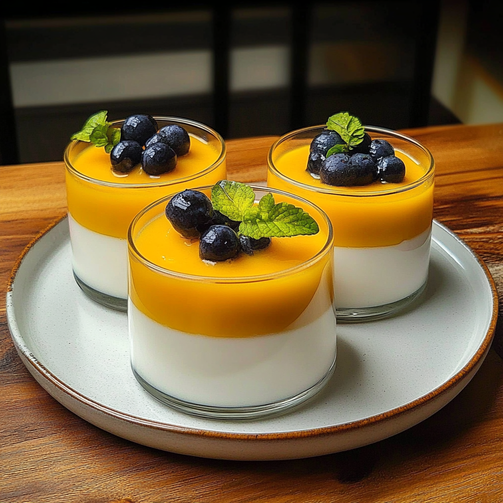 Recipe preparation for Tropical Mango Panna Cotta