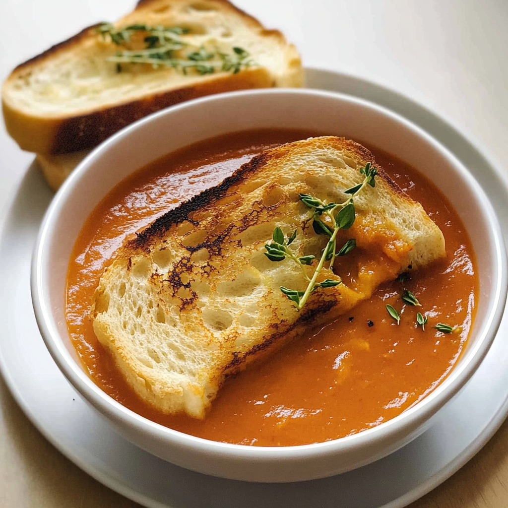 Recipe preparation for Grilled Cheese and Tomato Soup